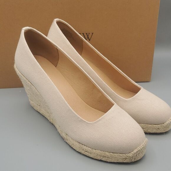 JCrew MWT Espadrille Beige Canva Seville Wedge heel Height 3.5" Size 8 - Picture 8 of 8